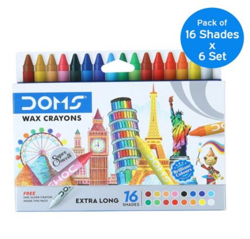 Picture of DOMS WAX CRAYON JUMBO 75MM X 16  3449