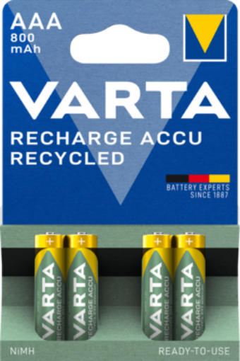 Picture of VARTA RECYCLED RECHARGEABLE BATTERY X4 AAA 800MAH
