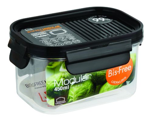 Picture of LOCK N LOCK BISFREE MODULAR RECTANGLE CONTAINER 450ML LBF402