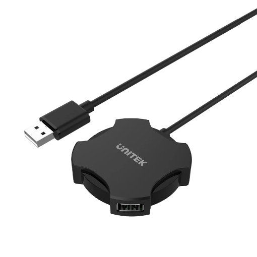 Picture of UNITEK Y 2178 USB2 0 4 PORT HUB WITH 360? DESIGN  BLACK COLOR  UNITEK GIFT BOX