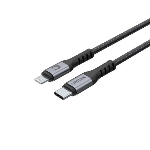 Picture of UNITEK C14060GY 1M  MFI CERTIFIED USB C TO LIGHTNING FAST CHARGE SYNC CABLE GREY