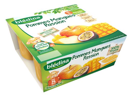 Picture of BLEDINA PUREE DE FRUITS POMME MANGUE PASSION X4 100G