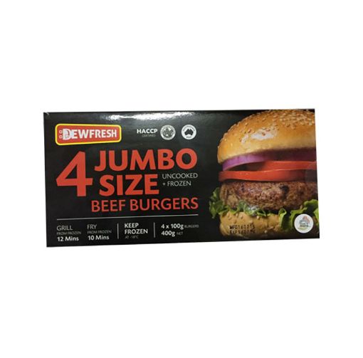 Picture of DEWFRESH JUMBO BEEF BURGERS X4 400G