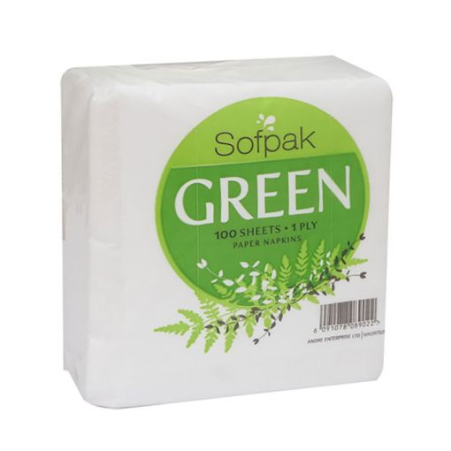 Picture of SOFPAK GREEN SERVIETTE 1 PLY X100